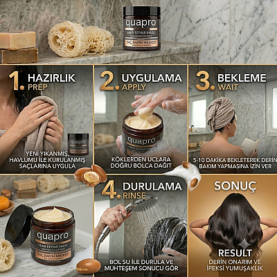 Quapro Saç Bakım Maskesi Argan 500 ML - 3