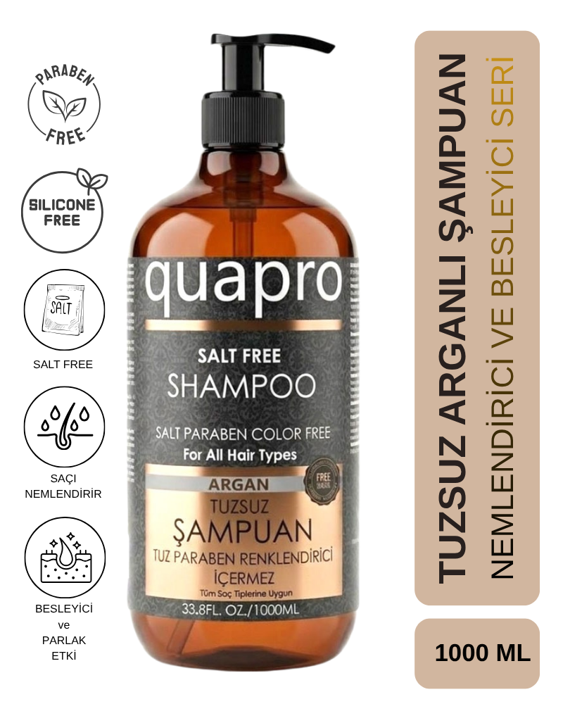 Quapro Tuzsuz Argan Şampuan 1000 ML - QUAPRO