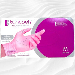 Tunçpek Eldiven Pudrasız Nitril Pembe M - TUNÇPEK