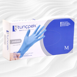 Tunçpek Eldiven Pudrasız Nitril Mavi M - TUNÇPEK