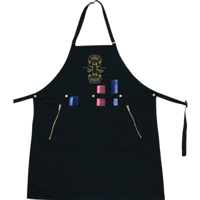 Dinçer Vip Gold Barber Apron Barber Shop Rpinted Boya Önlüğü - 1