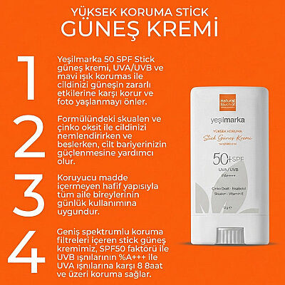 Yeşilmarka Stick Güneş Kremi 50 Spf 12 G - 5